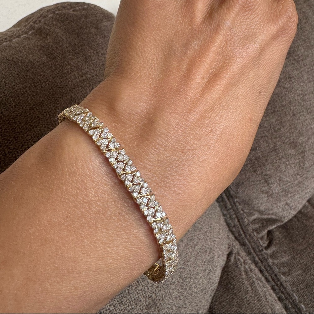Elegant 6.5 CT Natural Diamonds Bracelet 14K Yellow Gold 7” Length - Picture 7 of 15